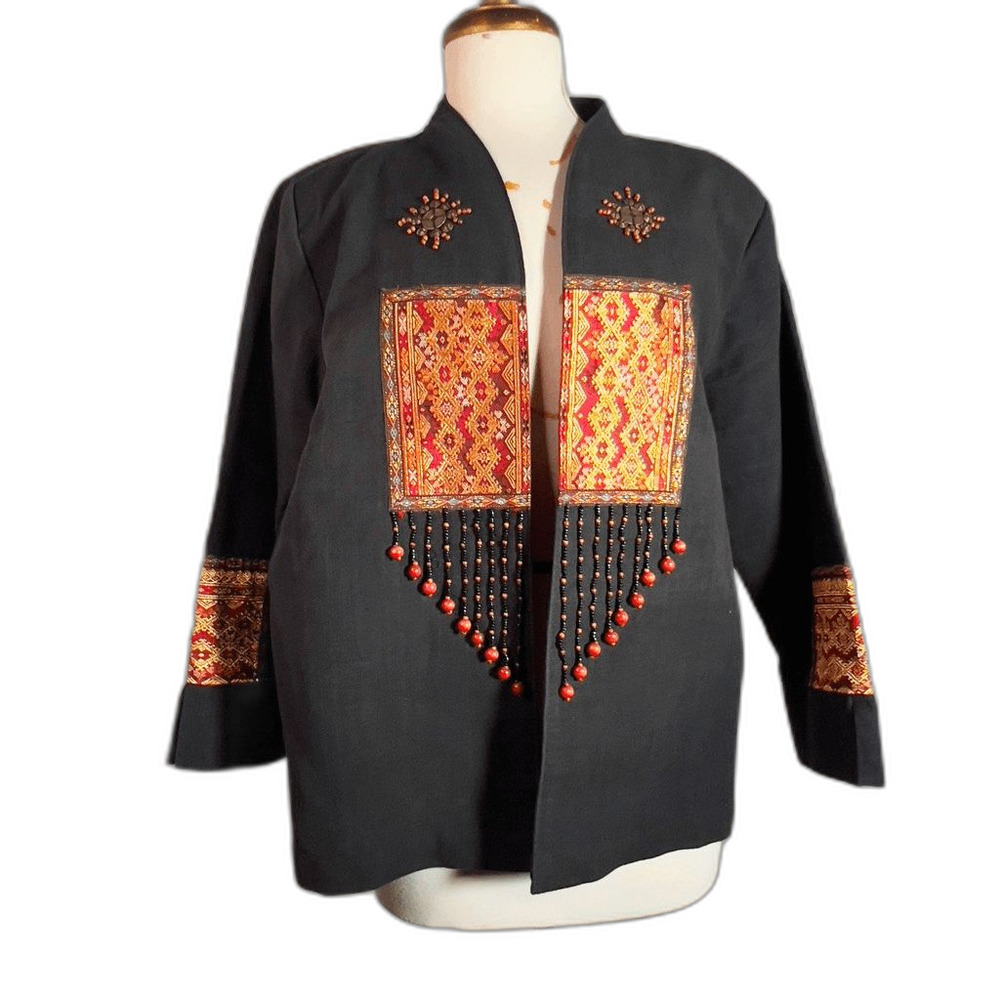 Vintage Jackets Size L 80's Embroidered Old Money Dark Academia Blazer